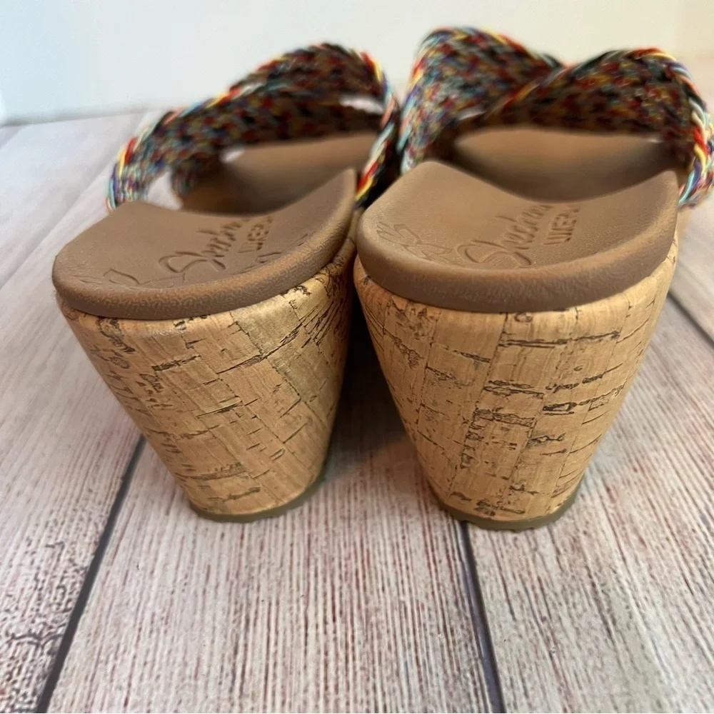 Skechers Luxefoam Cork Heeled Sandals 10